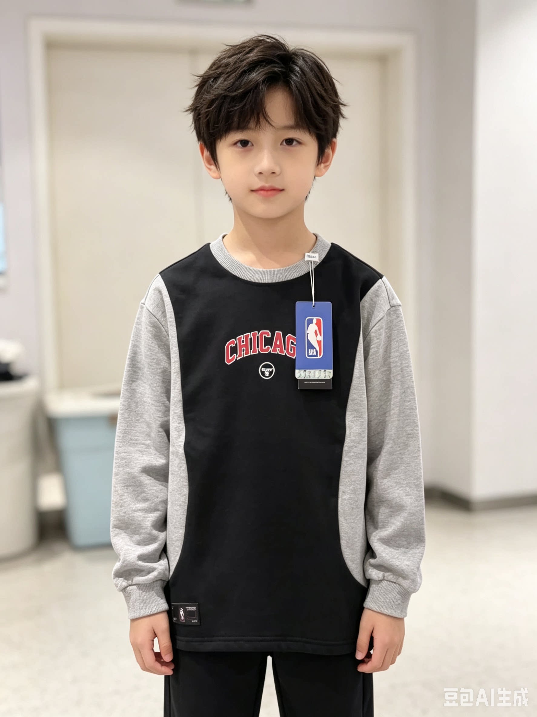 NBA KIDS 男童春秋款 公牛队联名 后背logo纯棉线圈 圆领套头卫衣