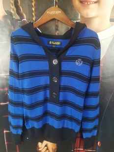 E-land/依恋 成人女士春秋（大童可穿）含羊毛两色条纹连帽针织衫