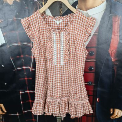 E·LAND/依恋 成人女子夏款 纯棉格子 腰带收腰 中长 衬衫裙