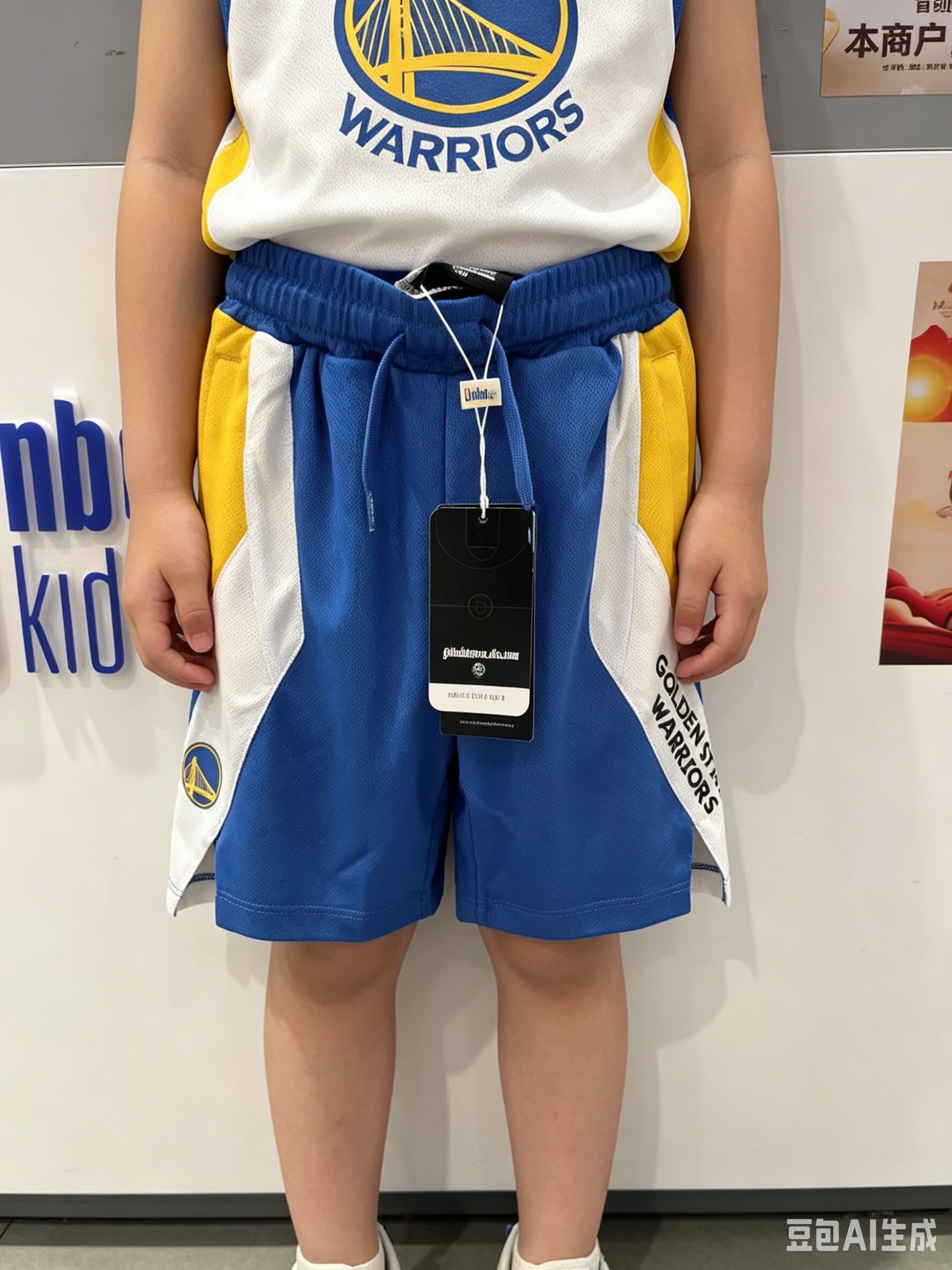 NBA儿童 男女童 夏款 勇士联名 轻薄速干透气 运动 短裤