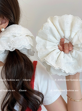 法式复古白色发圈镂空头花发绳氛围感扎发头绳女2025新款春夏头绳