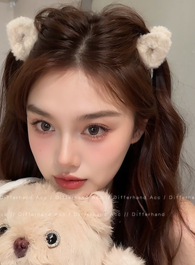 可爱毛绒猫耳朵小抓夹女公主头发卡高级感高颅顶发夹新款秋冬发饰