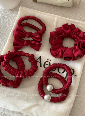 新年过年本命年马年红色小肠发圈女高级感头绳扎发绳皮筋头饰发饰