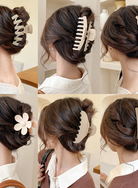 发夹女后脑勺秋冬毛绒抓夹大号发卡2025年网红新款鲨鱼夹夹子头饰