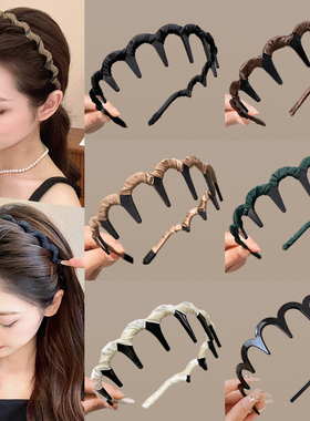 高颅顶波浪发箍女2025新款高级感女款洗脸头箍布艺大波浪发卡头饰