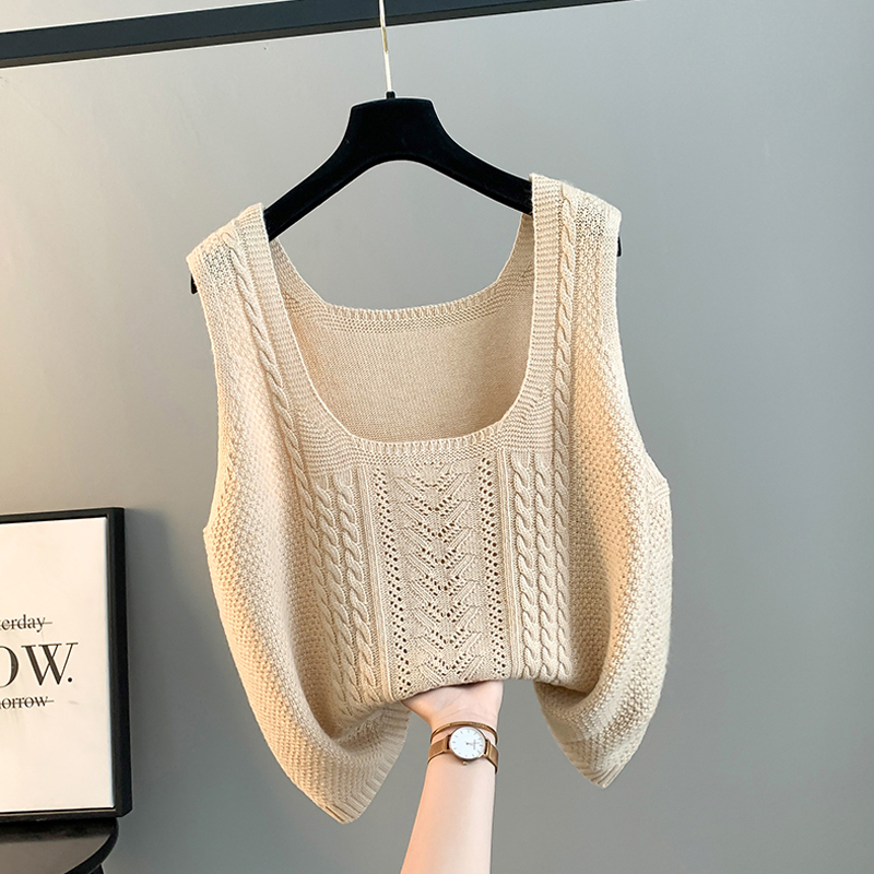 歌莱妃套头U型领无袖单穿马甲