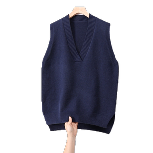 中长款针织马甲女2026新款春秋外穿马夹叠穿宽松纯色毛衣坎肩显瘦