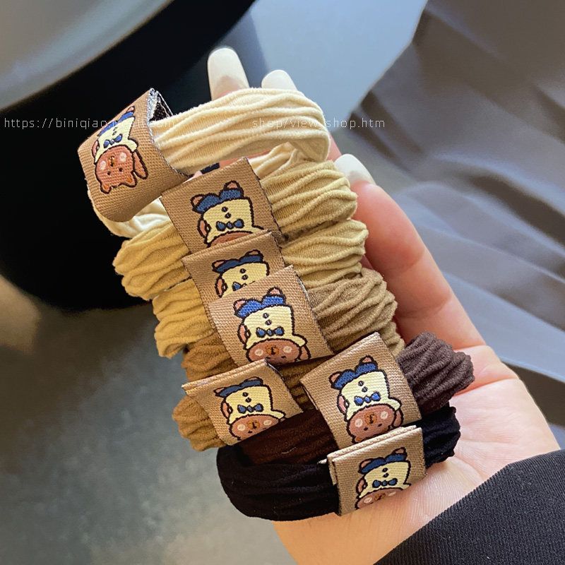 高品质简约高弹力无接缝小熊头绳皮筋女扎头发圈马尾头饰发绳皮套