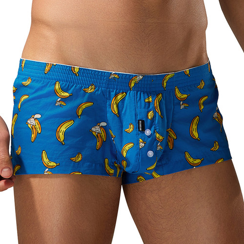 男士阿罗裤 休闲运动平角内裤 纯棉舒适纽扣开口低腰修身家居底裤