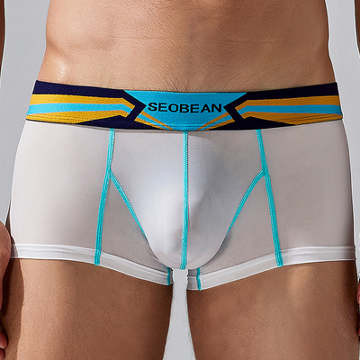 男士平角内裤 冰丝薄款 速干透气 U凸性感中低腰贴身舒适高弹力