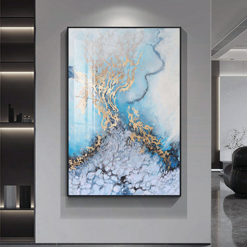 蓝色抽象挂画现代轻奢客厅装饰画酒店公寓简约沙发背景墙卧室壁画