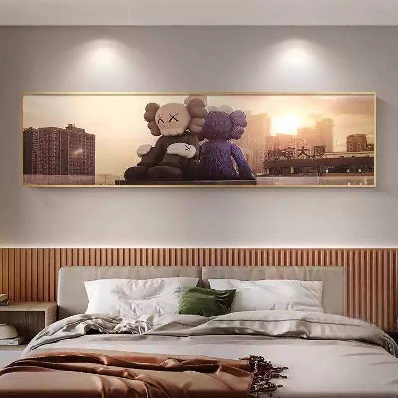 轻奢暴力熊卧室装饰画大气主卧床头挂画现代简约潮牌kaws房间壁画