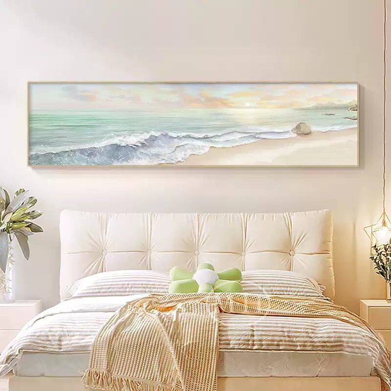 奶油主北欧卧床风壁画温馨卧室装饰画海景2023房间新款抽象头挂画