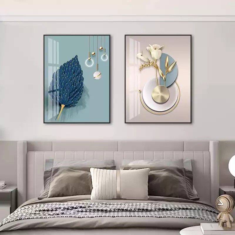 卧室床头装饰画抽象轻奢简约现代主卧房间背景墙挂画温馨双联壁画