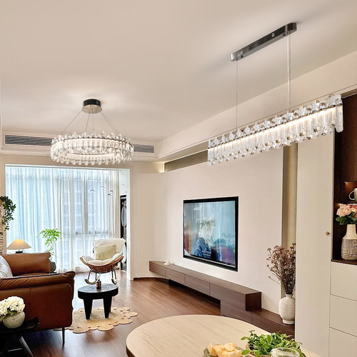 轻奢水晶餐厅吊灯一字长条意式