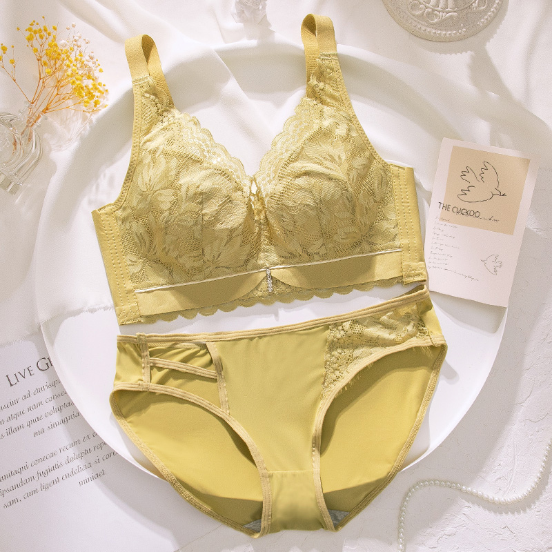 内衣套装女薄款兔耳朵水晶杯透气
