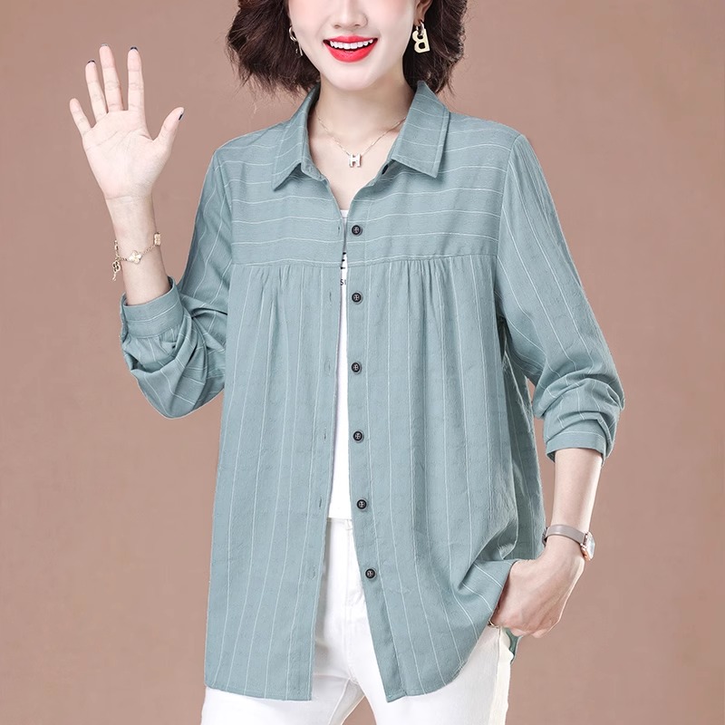贵夫人女士条纹衬衫女高级感轻奢