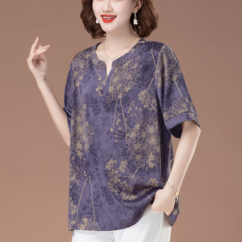 短袖T恤女宽松大码老年人衣服