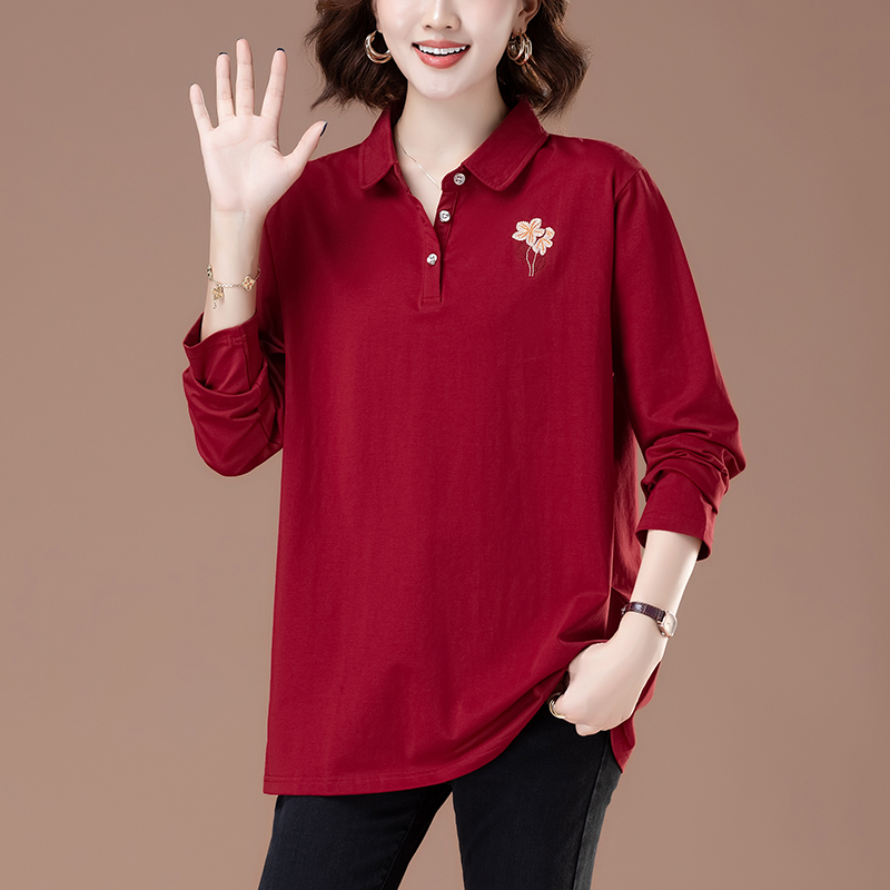 妈妈T恤纯棉全棉长袖中长款