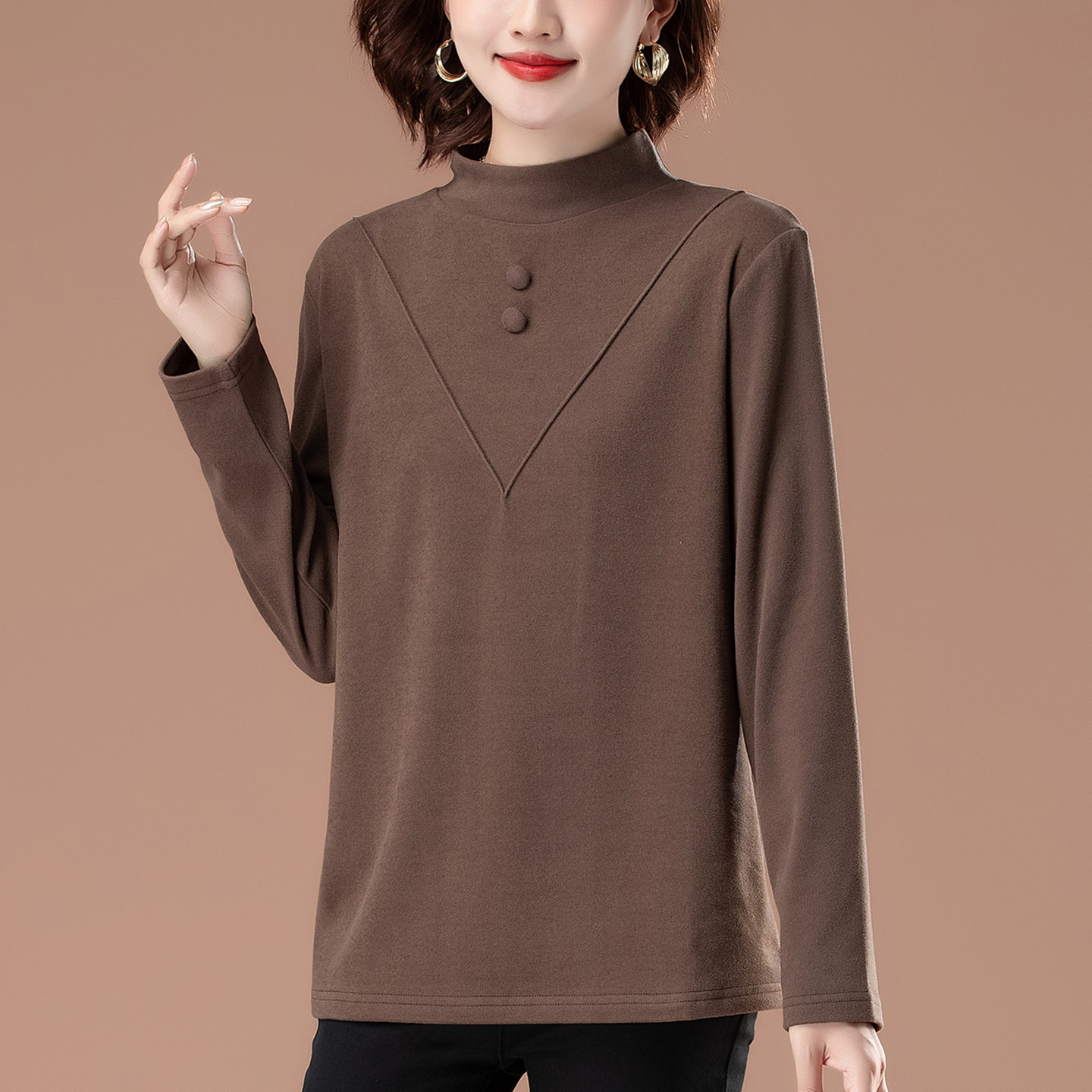 妈妈双面德绒打底衫女可外穿