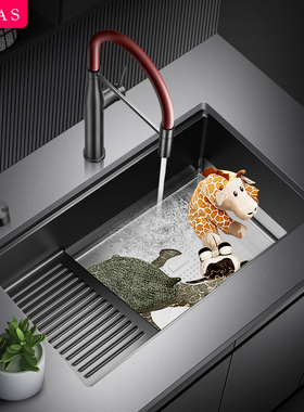 asras阿萨斯手工水槽家用304不锈钢阳台洗衣池洗手盆洗衣槽搓衣板