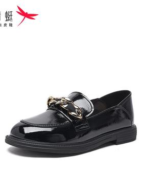 REDDRAGONFLY/红蜻蜓法式通勤英伦风圆头厚底乐福单鞋女B3100801