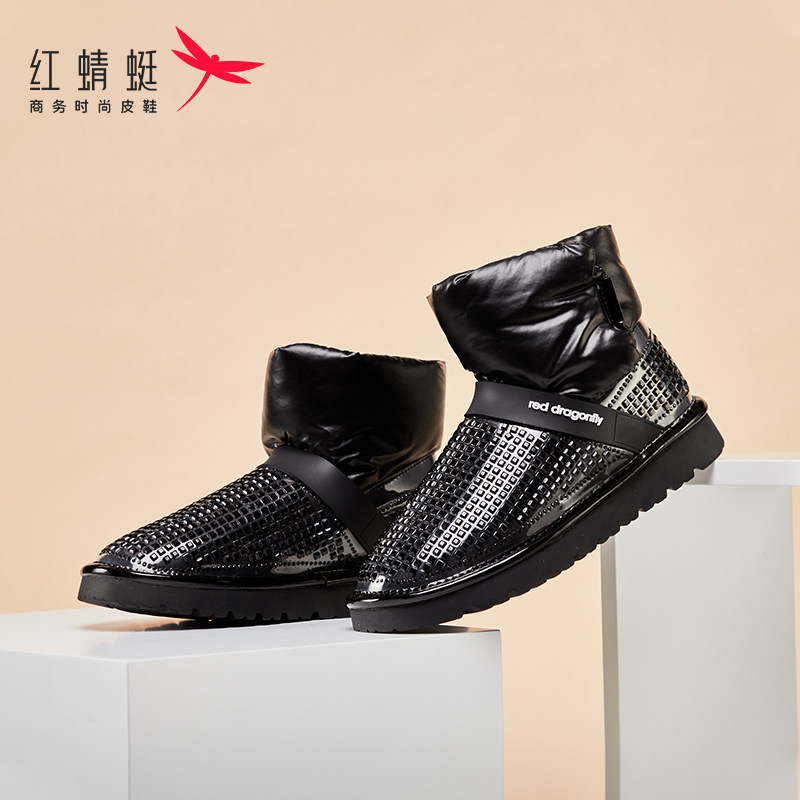 REDDRAGONFLY/红蜻蜓冬季保暖防滑加绒加厚面包雪地靴女C3600053