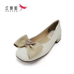 REDDRAGONFLY/红蜻蜓蝴蝶结浅口低跟软底舒适通勤单鞋女WFB23373