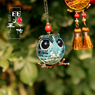 猫头鹰绳编挂件材料包超萌猫头鹰香囊diy配件包macrame材料包