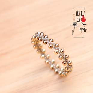 包金珠波浪精致戒指纤细戒指macrame斜卷结戒指材料包送视频教程