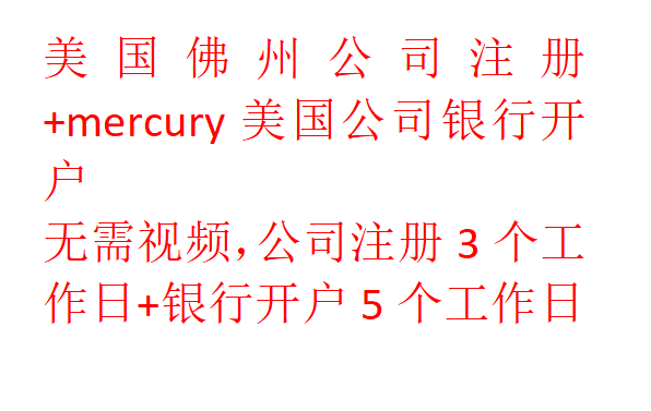 美国佛州公司注册+mercury美国公司银行开户 无需视频，公司注册3