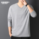 上衣服半袖 春季 体恤潮流 韩版 V领宽松打底衫 纯棉长袖 T恤鸡心领男装