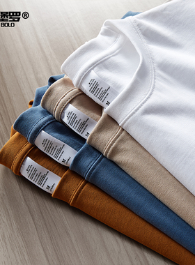 280克夏季宽松纯棉T恤男士港风上衣服体恤半袖黑白色大码男装短袖