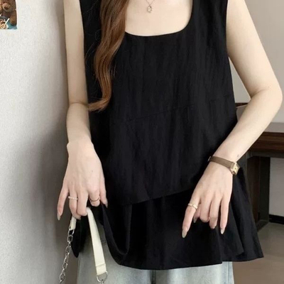 无袖背心女外穿夏季大码胖mm宽松遮肚子娃娃衫吊带上衣