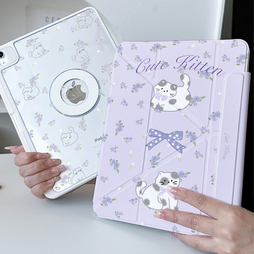 【Y折磁吸x可分离】紫色猫咪2025适用小米平板pro11代6透明ipadair7保护套13防弯matepad12.2可爱11.5s壳mini