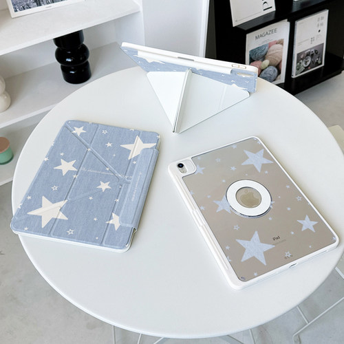 【3+Y折磁吸拆分】牛仔适用ipadair8保护套7第11代oppo5星星vivo4带笔槽华为matepad11.5s壳小米平板8pro13.2