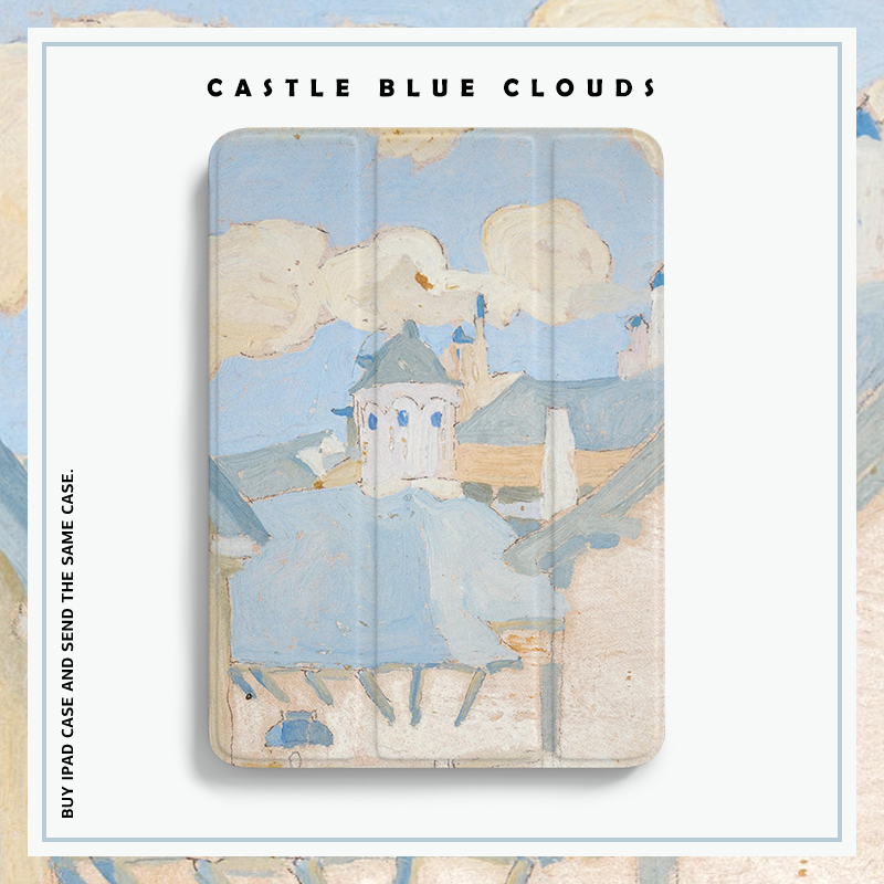 苹果油画风防弯第九代三折保护套