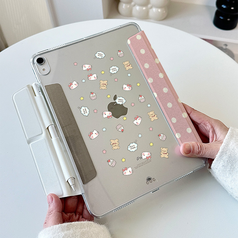 【3+y折可分离】无笔槽波点猫咪ipadair7保护套苹果pro11适用华为matepad12.2小米平板6少女11.5s可爱mini壳9