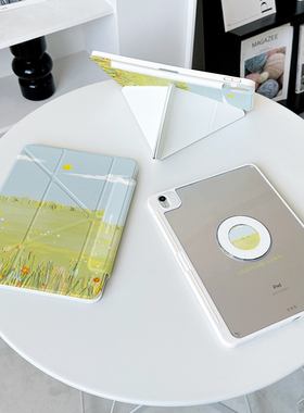 【3+Y折磁吸拆分】油画ipadair7保护套pro11适用绿色华为matepad12.2透明小米平板8iqoo2带笔槽oppo4壳vivo2