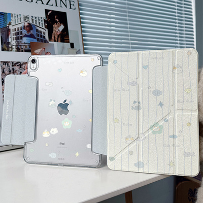 【3+y折带笔槽搭扣】适用猫咪ipadair7保护套2025第11代6小米平板8pro华为matepad11.5s透明简约壳12.3mini12