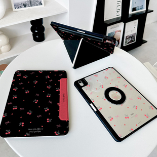 【3+y折x磁吸拆分】黑色带笔槽樱桃北美风适用ipadair7保护套小米平板6pro第11代华为matepad12.2透明13.2壳5