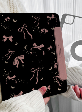 【圆环磁吸x粉色蝴蝶结】2024pro11双面夹适用苹果平板ipadair6保护套10.9可分离5透明4硬壳13寸带笔槽10黑色