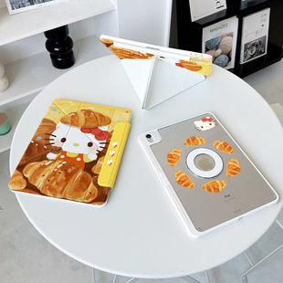 面包猫咪适用第11代ipadair7保护套oppo5卡通vivo4带笔槽kt华为matepad11.5s壳小米平板8 Y折磁吸拆分