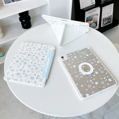 【3+y折x磁吸拆分】海盐风星星带笔槽适用ipadair7保护套小米平板6pro11.2第11代华为matepad12.2透明11.5s壳