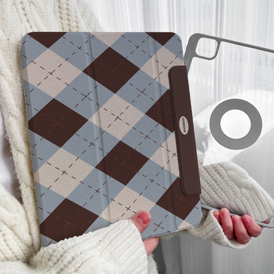 【圆环磁吸x暖色格】2024pro11适用苹果华为小米平板ipadair6保护套9防弯matepad11.5s透明mini7拆分带笔槽壳