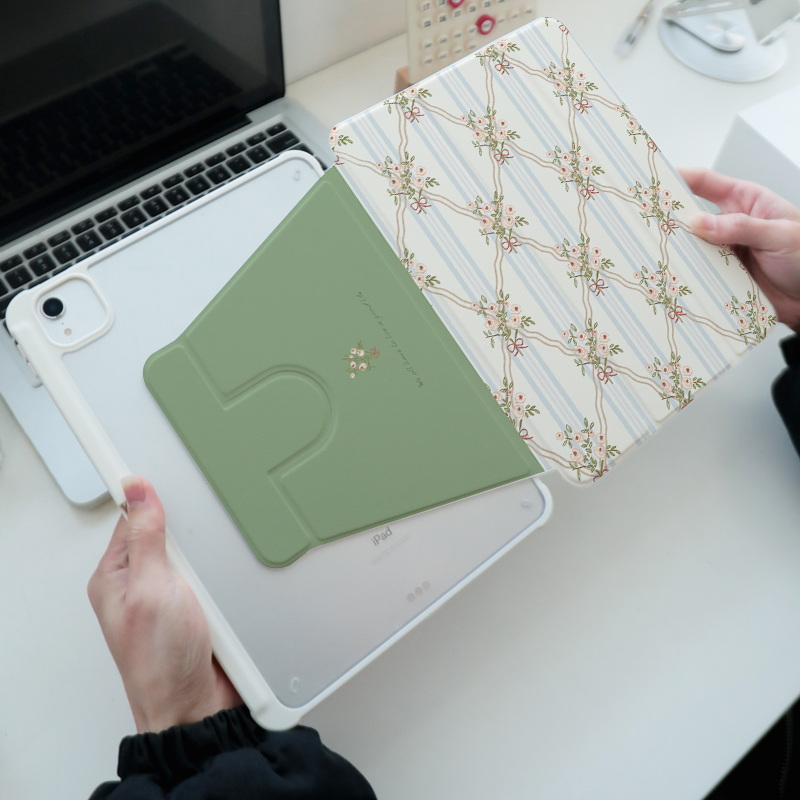 360旋转保护套复古印花送钢化膜