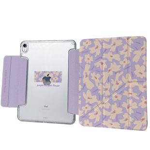 【3+y折x带笔槽】2024pro11紫色花适用苹果平板ipadair6保护套13寸华为matepad11.5s搭扣10.2透明mini壳防摔8