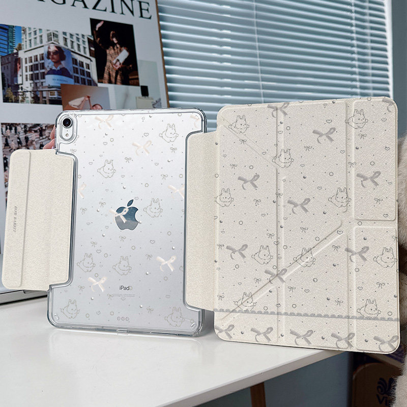 【3+Y折搭扣无笔槽】简约兔子ipad保护套air7第11代12/11适用华为matepad12.2小米平板8pro壳oppo5vivo4mini7图片