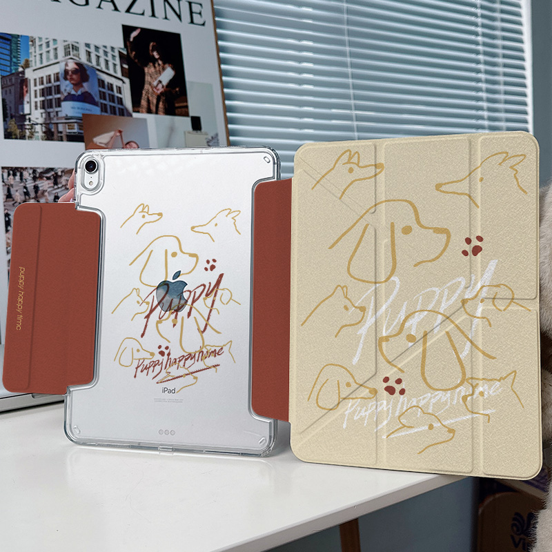 【y折x兼容笔套】2025带搭扣小狗适用苹果平板ipadair7保护套6无笔槽透明第十代10.9硬壳matepadpro11亚克力8
