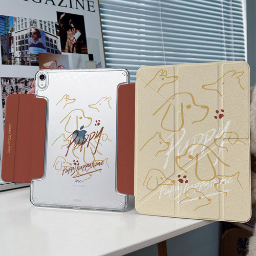 【y折x兼容笔套】2025带搭扣小狗适用苹果平板ipadair7保护套6无笔槽透明第十代10.9硬壳matepadpro11亚克力8